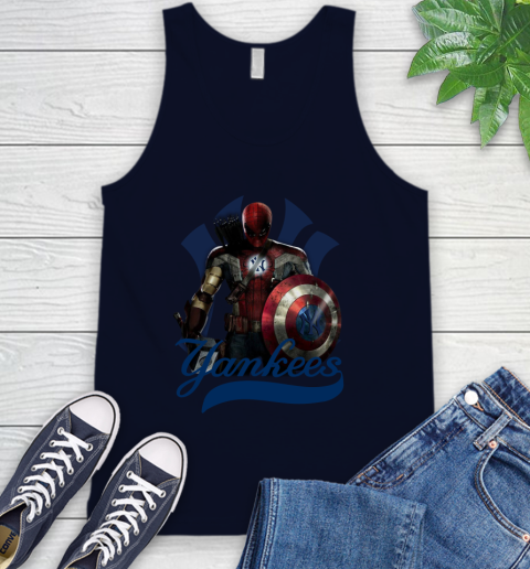 MLB Captain America Thor Spider Man Hawkeye Avengers Endgame Baseball New York Yankees Tank Top 3