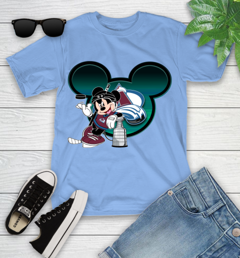 NHL Colorado Avalanche Stanley Cup Mickey Mouse Disney Hockey T Shirt Youth T-Shirt 11