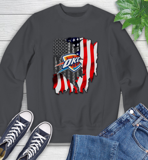 Oklahoma City Thunder NBA Basketball American Flag Sweatshirt 6