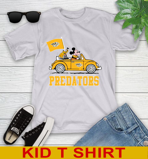 NHL Hockey Nashville Predators Pluto Mickey Driving Disney Shirt Youth T-Shirt 5