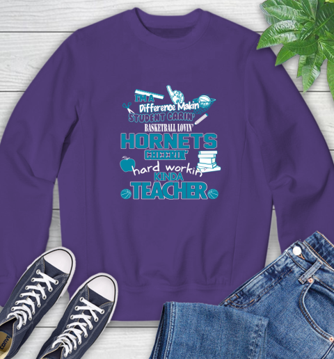 Charlotte Hornets NBA I'm A Difference Making Student Caring Basketball Loving Kinda Teacher Sweatshirt 4