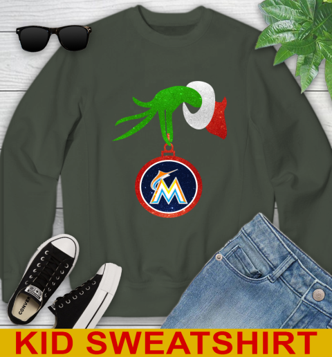 Miami Marlins Grinch Merry Christmas MLB Baseball Youth Sweatshirt 9