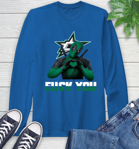 NHL Dallas Stars Deadpool Love You Fuck You Hockey Sports Long Sleeve T-Shirt 10