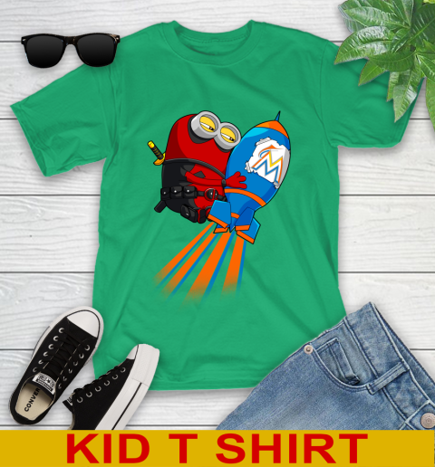 MLB Baseball Miami Marlins Deadpool Minion Marvel Shirt Youth T-Shirt 7
