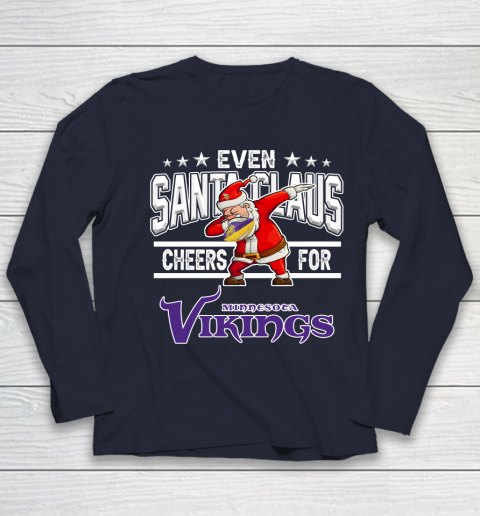 Minnesota Vikings Even Santa Claus Cheers For Christmas NFL Youth Long Sleeve 2