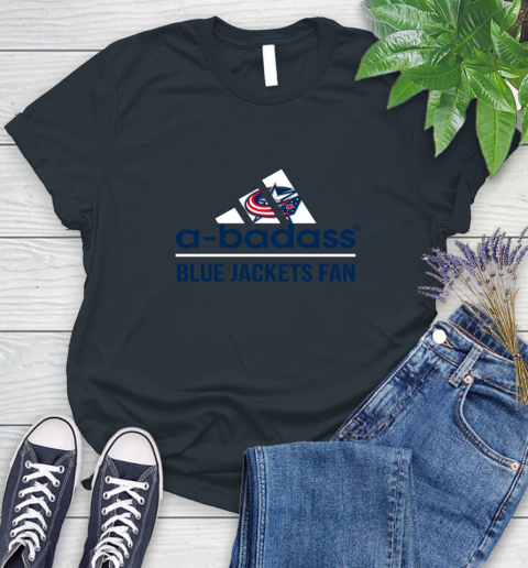 NHL A Badass Columbus Blue Jackets Fan Adidas Hockey Sports Women's T-Shirt 8