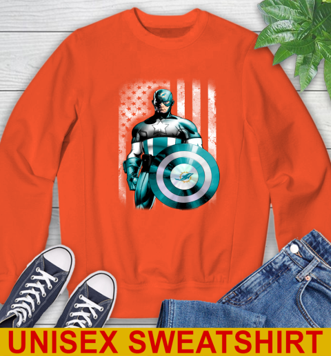Miami Dolphins NFL Football Captain America Marvel Avengers American Flag Shirt Sweatshirt 3