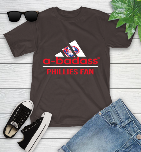 MLB A Badass Philadelphia Phillies Fan Adidas Baseball Sports Youth T-Shirt 7