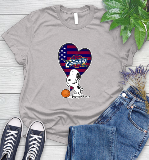 Cleveland Cavaliers NBA Basketball The Peanuts Movie Adorable Snoopy Women's T-Shirt 10
