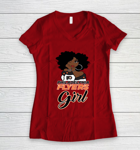 Philadelphia Flyers Girl NHL Women's V-Neck T-Shirt 10