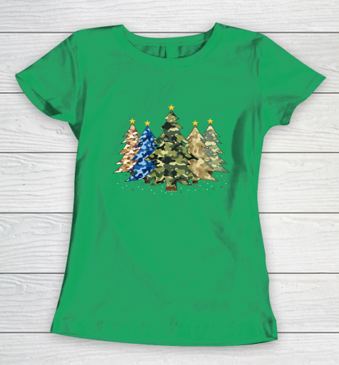Camo Print Christmas Trees with Camouflage Print Xmas Women's T-Shirt 5