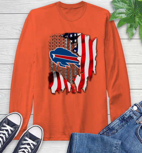 Buffalo Bills NFL Football American Flag Long Sleeve T-Shirt 4