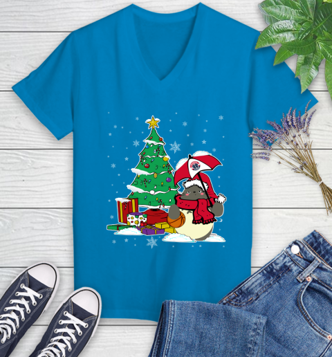 Washington Wizards NBA Basketball Cute Tonari No Totoro Christmas Sports Women's V-Neck T-Shirt 7