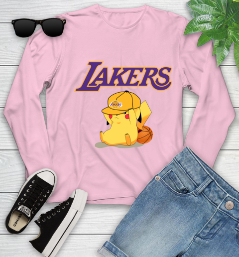 NBA Pikachu Basketball Sports Los Angeles Lakers Youth Long Sleeve 10