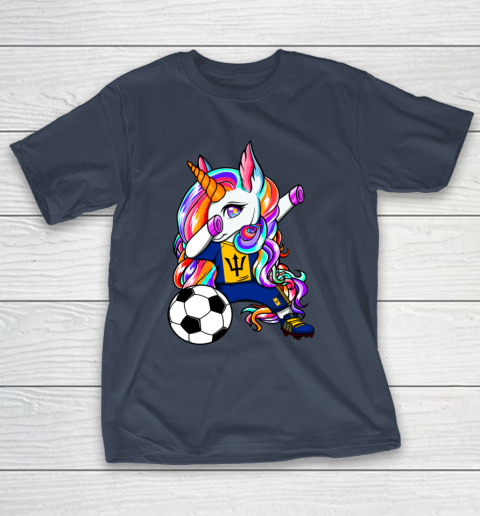 Dabbing Unicorn Barbados Soccer Fans Jersey Flag Football T-Shirt 4