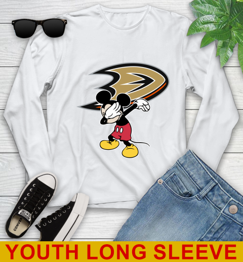 Anaheim Ducks NHL Hockey Dabbing Mickey Disney Sports Youth Long Sleeve
