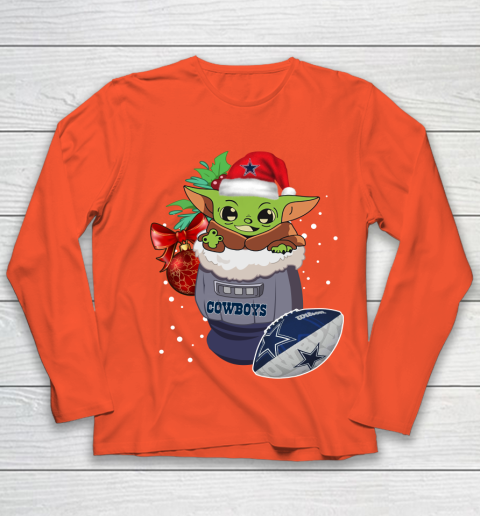 Dallas Cowboys Christmas Baby Yoda Star Wars Funny Happy NFL Youth Long Sleeve 4