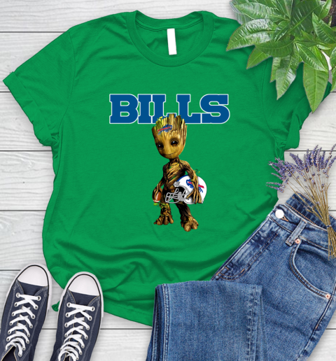 Buffalo Bills NFL Football Groot Marvel Guardians Of The Galaxy Women's T-Shirt 6