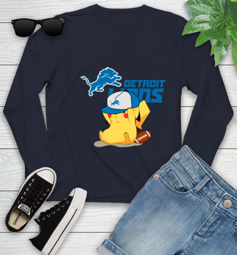 NFL Pikachu Football Sports Detroit Lions Youth Long Sleeve 3