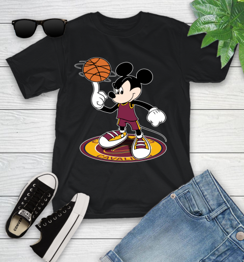 NBA Basketball Cleveland Cavaliers Cheerful Mickey Disney Shirt Youth T-Shirt