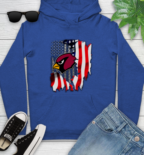 Arizona Cardinals NFL Football American Flag Youth Hoodie 11