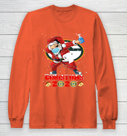 Green Bay Packers Funny Santa Claus Dabbing Christmas 2020 NFL Long Sleeve T-Shirt 3