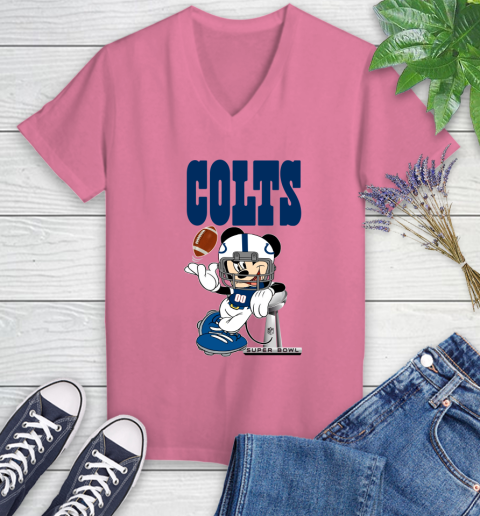 NFL Indianapolis Colts Mickey Mouse Disney Super Bowl Football T Shirt Women's V-Neck T-Shirt 13