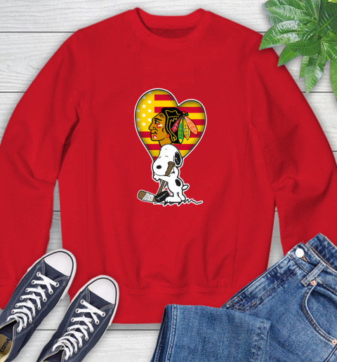 Chicago Blackhawks NHL Hockey The Peanuts Movie Adorable Snoopy Sweatshirt 10