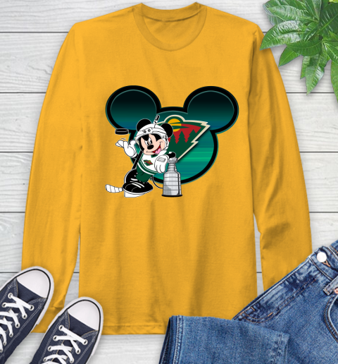 NHL Minnesota Wild Stanley Cup Mickey Mouse Disney Hockey T Shirt Long Sleeve T-Shirt 3