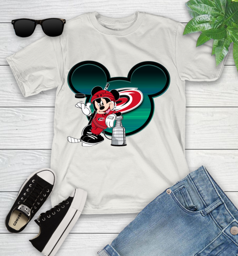 NHL Carolina Hurricanes Stanley Cup Mickey Mouse Disney Hockey T Shirt Youth T-Shirt 12