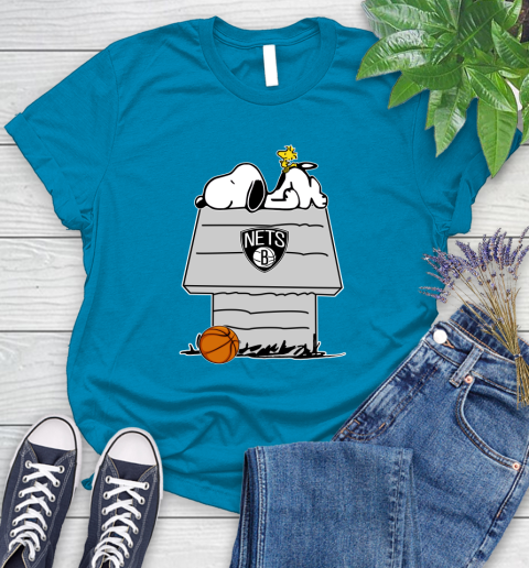 Brooklyn Nets NBA Basketball Snoopy Woodstock The Peanuts Movie Women's T-Shirt 7