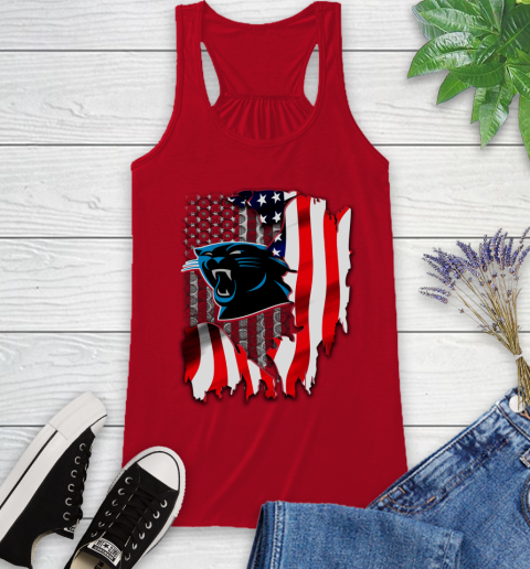 Carolina Panthers NFL Football American Flag Racerback Tank 5