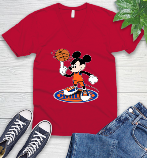 NBA Basketball New York Knicks Cheerful Mickey Disney Shirt V-Neck T-Shirt 7