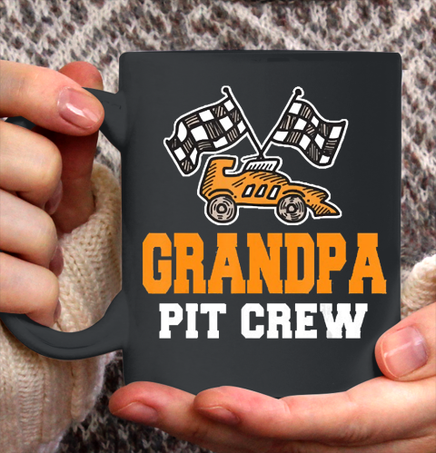 Grandpa Funny Gift Apparel  Grandpa Birthday Pit Crew Car Ra Ceramic Mug 11oz