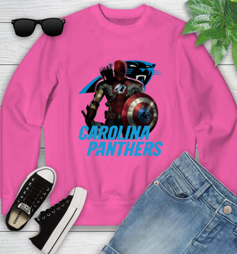 NFL Captain America Thor Spider Man Hawkeye Avengers Endgame Football Carolina Panthers Youth Sweatshirt 7
