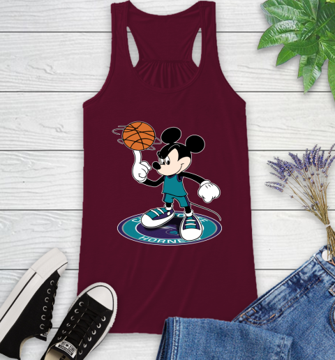 NBA Basketball Charlotte Hornets Cheerful Mickey Disney Shirt Racerback Tank 3