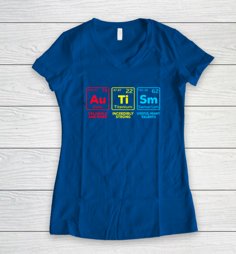 Autism Awareness Elements Periodic Table Women's V-Neck T-Shirt 5