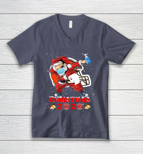 Cleveland Browns Funny Santa Claus Dabbing Christmas 2020 NFL V-Neck T-Shirt 7