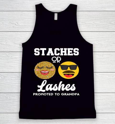 Promoted to Grandpa Lashes or Staches Gender Reveal Party Tank Top