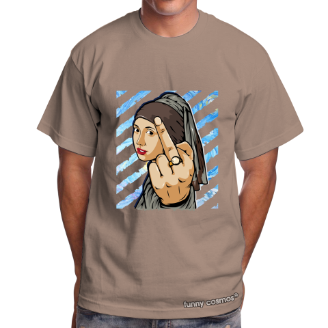 Air Jordan 1 Patina Matching Sneaker Tshirt The Girl With The Pearl Earing Middle Finger Gray and Brown Jordan Tshirt