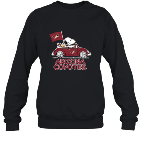 Snoopy And Woodstock Ride The Arizona Coyotes Car NHL Sweatshirt