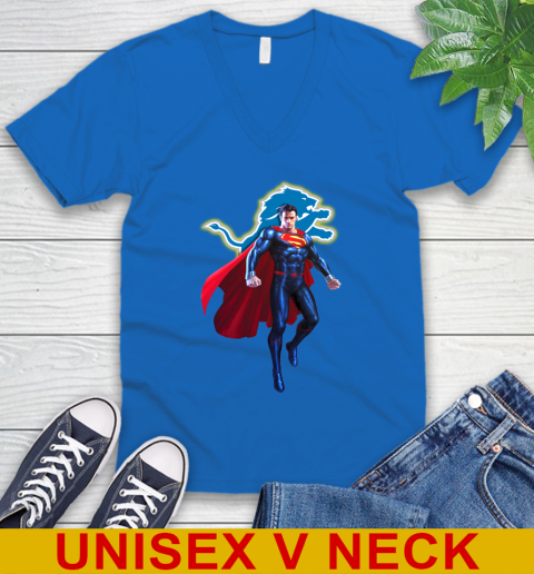 NFL Superman DC Sports Football Detroit Lions V-Neck T-Shirt 6