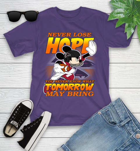 Atlanta Falcons NFL Football Mickey Disney Never Lose Hope (1) Youth T-Shirt 3