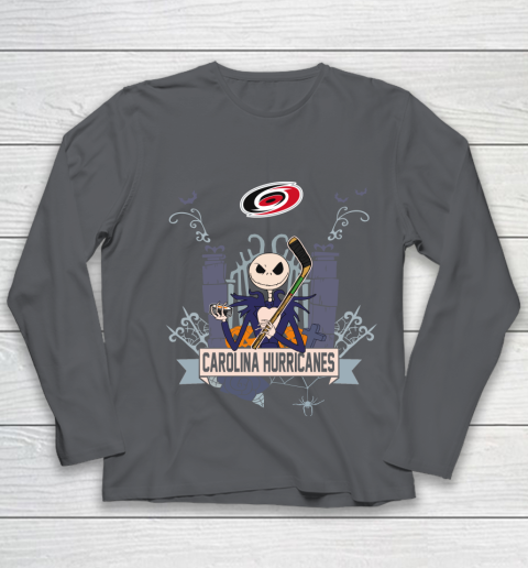 NHL Carolina Hurricanes Hockey Jack Skellington Halloween Youth Long Sleeve 6