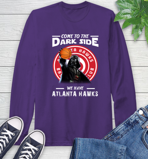 NBA Come To The Dark Side We Have Atlanta Hawks Star Wars Darth Vader Basketball Long Sleeve T-Shirt 5