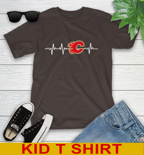 Calgary Flames NHL Hockey Heart Beat Shirt Youth T-Shirt 6