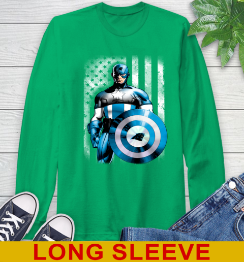 Carolina Panthers NFL Football Captain America Marvel Avengers American Flag Shirt Long Sleeve T-Shirt 8