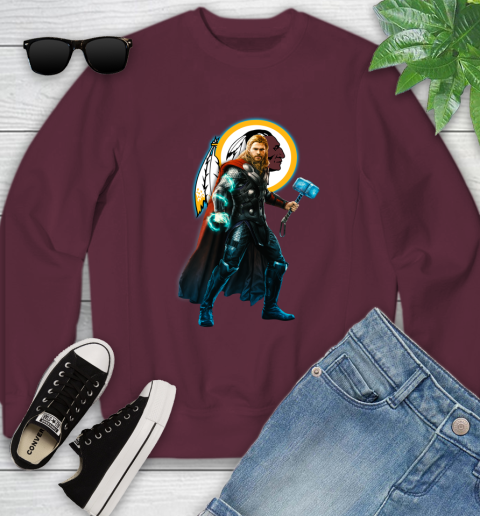 NFL Thor Avengers Endgame Football Washington Redskins Youth Sweatshirt 5