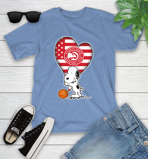 Atlanta Hawks NBA Basketball The Peanuts Movie Adorable Snoopy Youth T-Shirt 11