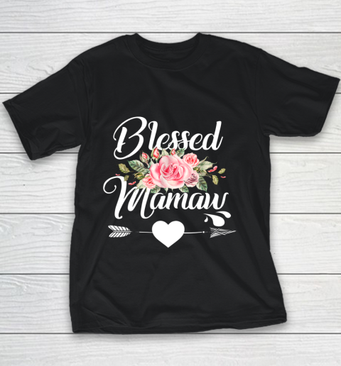 Blessed Mamaw Thanksgiving Christmas Floral Gift For Grandma Youth T-Shirt